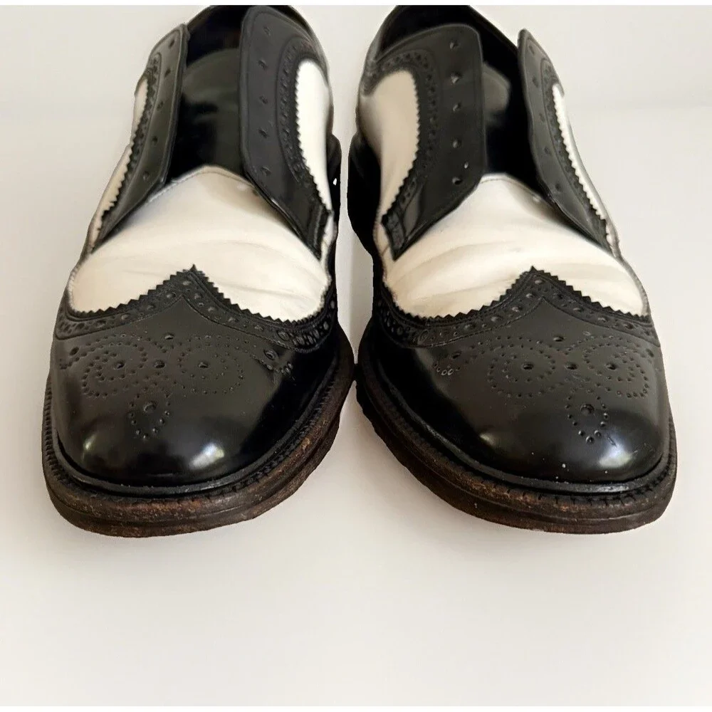 Florsheim Imperial VTG 50s Spectator Wingtip Shoes Sz 12? Narrow Black & White